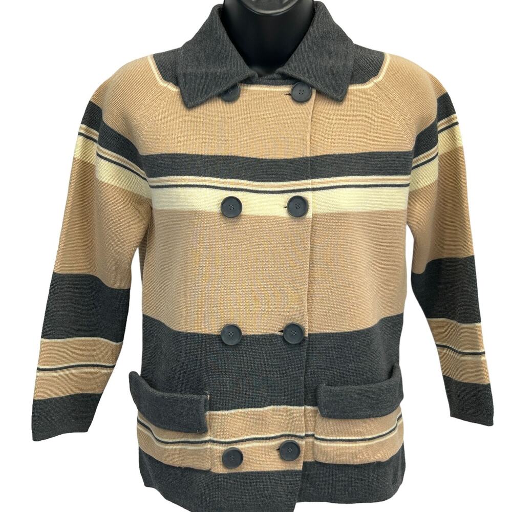 Vintage 60s Wool Sweater Jacket Collared Gia Ninno Joyce Beige Womens S Small